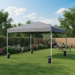 Gymax 290 x 290 cm Commercial Sunshade Shelter Pop up Canopy Camping Gazebo in Grey - thumbnail 8