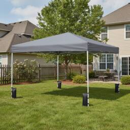 Gymax 290 x 290 cm Commercial Sunshade Shelter Pop up Canopy Camping Gazebo in Grey - thumbnail 3