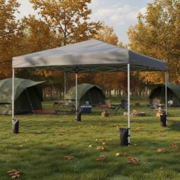 Gymax 290 x 290 cm Commercial Sunshade Shelter Pop up Canopy Camping Gazebo in Grey - thumbnail 5
