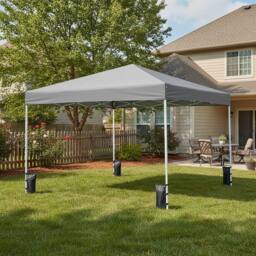 Gymax 290 x 290 cm Commercial Sunshade Shelter Pop up Canopy Camping Gazebo in Grey - thumbnail 9