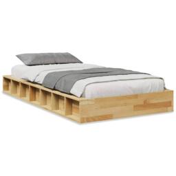 Berkfield Home Beautiful Bed Frame without Mattress 80x200 cm Solid Wood Oak in Light Oak - thumbnail 3