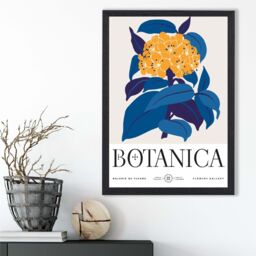 ARTZE Yellow & Blue Hydrangea Flower Market Exhibition Framed Print SIZE: A4 with Black Frame - thumbnail 2