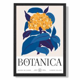 ARTZE Yellow & Blue Hydrangea Flower Market Exhibition Framed Print SIZE: A4 with Black Frame - thumbnail 1