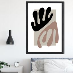 ARTZE Matisse Floral Cutout Beige & Brown Framed Print SIZE: A3 with Black Frame - Size: A4 - thumbnail 2