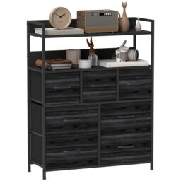 HOMCOM Bedroom Chest of Drawers 7 Drawer Dresser w/ Shelves in Black - thumbnail 2