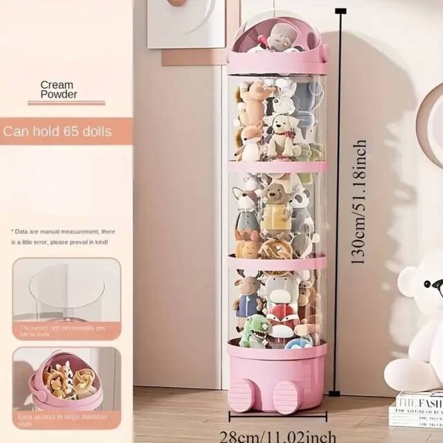 FLAVORA 130cm Pink-Animal Storage Tube Adjustable Transparent Plush Toy in Pink - Size: 500mm - image 1