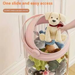 FLAVORA 130cm Pink-Animal Storage Tube Adjustable Transparent Plush Toy in Pink - Size: 500mm - thumbnail 5