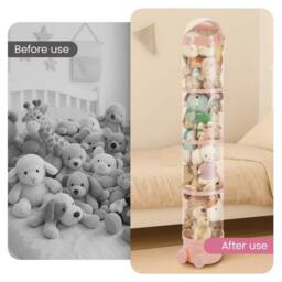 FLAVORA 130cm Pink-Animal Storage Tube Adjustable Transparent Plush Toy in Pink - Size: 500mm - thumbnail 2