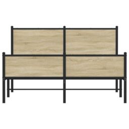 Berkfield Home Metal Bed Frame without Mattress Sonoma Oak 140x200 cm in Brown - thumbnail 5