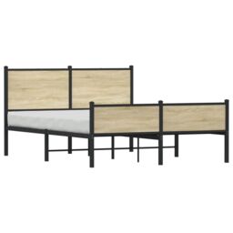 Berkfield Home Metal Bed Frame without Mattress Sonoma Oak 140x200 cm in Brown - thumbnail 4