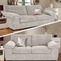 SquareBoxx Capri Jumbo Cord Sofa, 3+2 in Cream - thumbnail 1