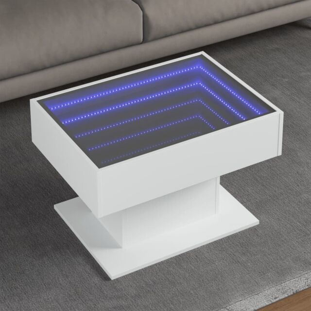 Berkfield Home Coffee Table with LED White 70x50x45 cm Engineered Wood - Size: 70 x 50 x 45 cm - image 1