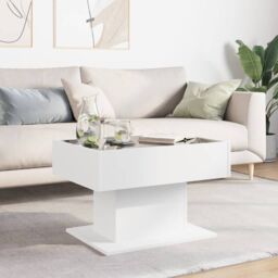 Berkfield Home Coffee Table with LED White 70x50x45 cm Engineered Wood - Size: 70 x 50 x 45 cm - thumbnail 4