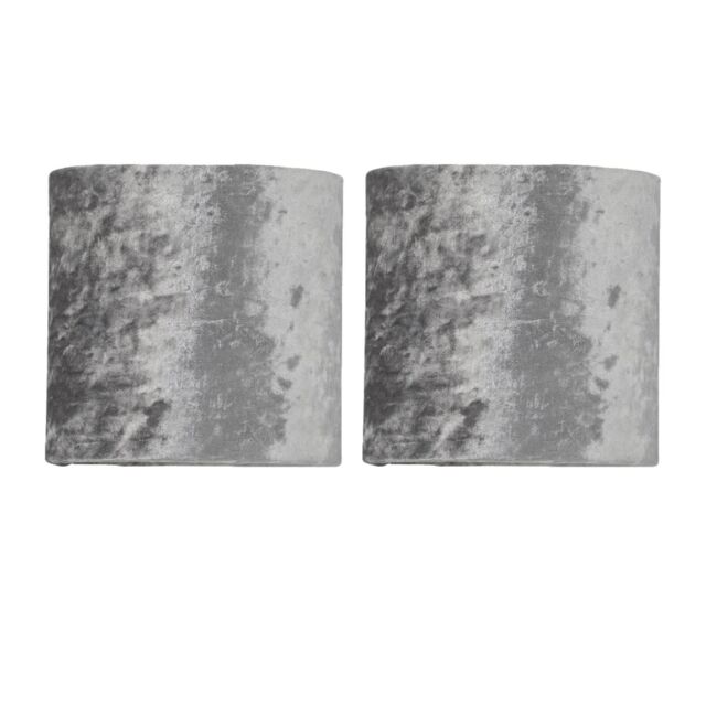 First Choice Lighting Set of 2 Grey Crushed Velvet 15.5cm Table Lamp Shades - image 1