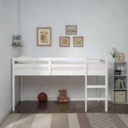 Aspire Cove Midsleeper Wooden Children's Bed Frame in White - Size: Single - thumbnail 2