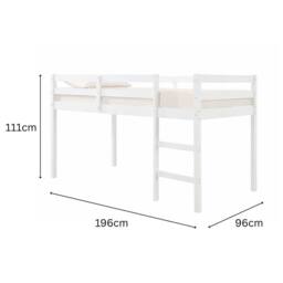 Aspire Cove Midsleeper Wooden Children's Bed Frame in White - Size: Single - thumbnail 8