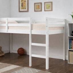 Aspire Cove Midsleeper Wooden Children's Bed Frame in White - Size: Single - thumbnail 3