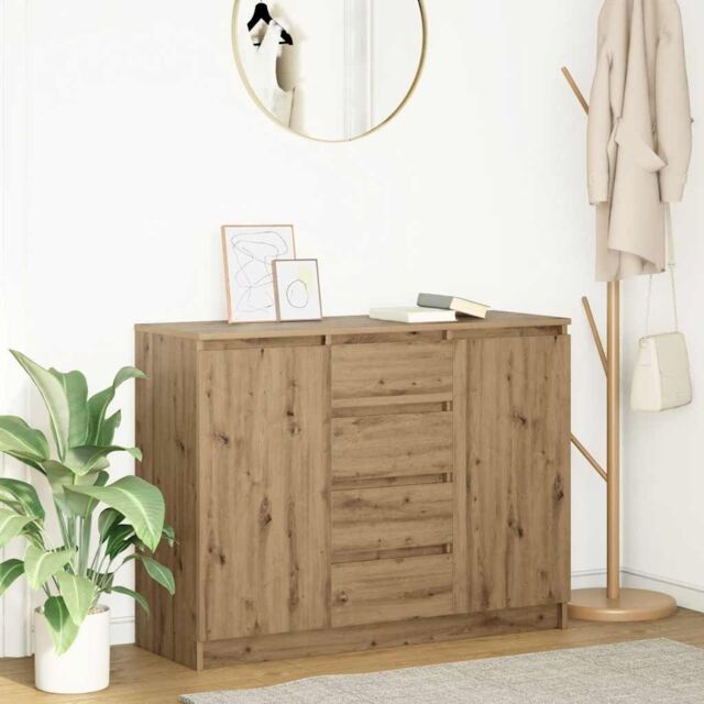 Berkfield Home Sideboard with Drawers Artisan Oak 100.5x35x76 cm Engineered Wood in Brown - image 1