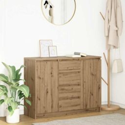 Berkfield Home Sideboard with Drawers Artisan Oak 100.5x35x76 cm Engineered Wood in Brown - thumbnail 1