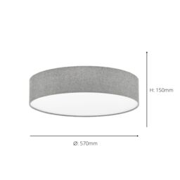 Eglo Pasteri Grey Fabric Ceiling Light in White - thumbnail 4
