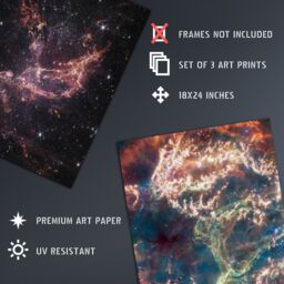 Artery8 Wall Art Print Pack of 3 NASA James Webb Images Rho Ophiuchi Cassiopeia A SMC Galaxy Star Formation Large Poster Set - thumbnail 2