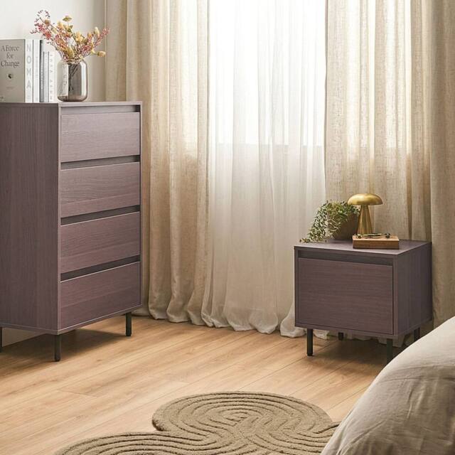 Wyld and Coco 4-Drawer Chest Dark Brown with Black Metal Legs 60x40x104 - image 1