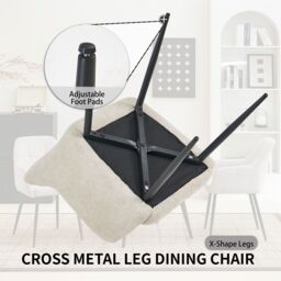 SONARA Ergonomic Set of 4 Dining Chairs with Plush Chenille Fabric in Beige - thumbnail 8
