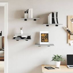 Berkfield Home Durable Wall Shelves 4 pcs Grey Sonoma 40x30x1.5 cm Engineered Wood - thumbnail 1
