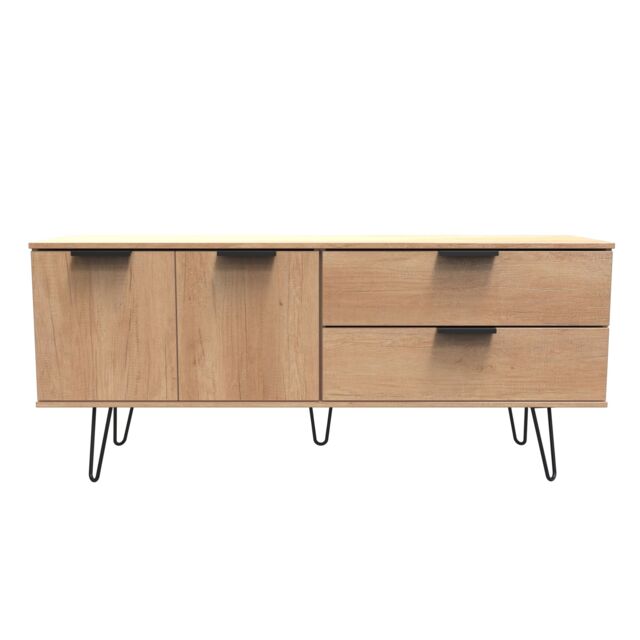 Ready Assembled 2 U Fuji 2 Drawer 2 Door Wide Sideboard (Ready Assembled) in Natural - Size: Large - image 1