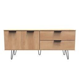 Ready Assembled 2 U Fuji 2 Drawer 2 Door Wide Sideboard (Ready Assembled) in Natural - Size: Large - thumbnail 1