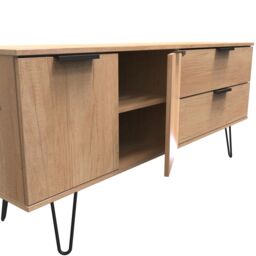 Ready Assembled 2 U Fuji 2 Drawer 2 Door Wide Sideboard (Ready Assembled) in Natural - Size: Large - thumbnail 6