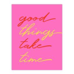 "Artery8 Good Things Take Time Fun Pink Red Yellow Wall Art Print - Size: W12"" x H16""" - thumbnail 1