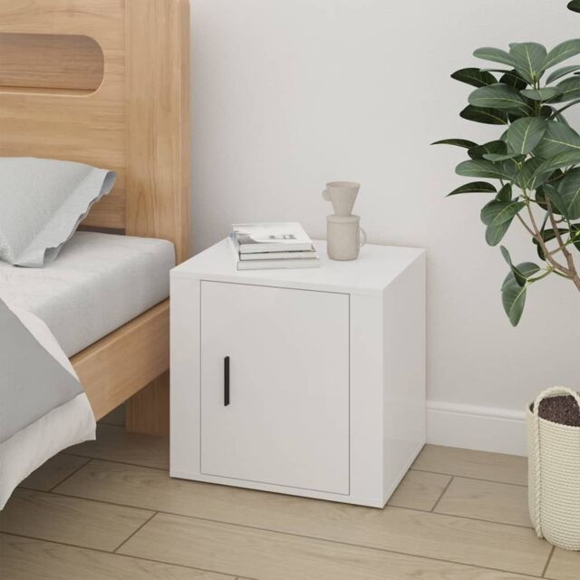 Berkfield Home Bedside Cabinet High Gloss White 50x39x47 cm - Size: 50 x 39 x 47 cm - image 1