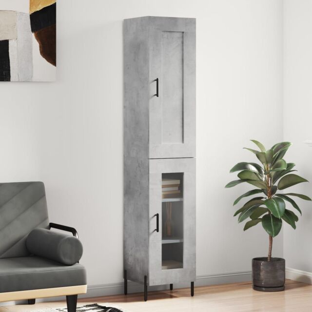 Berkfield Home Highboard Concrete Grey 34.5x34x180 cm Engineered Wood - image 1