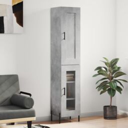 Berkfield Home Highboard Concrete Grey 34.5x34x180 cm Engineered Wood - thumbnail 1