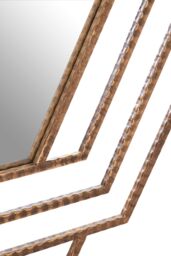 Orsina Antique Gold Hexagon Wall Mirror, Textured Iron Frame Decorative Accent, Contemporary Gold Wall Mirror - thumbnail 4