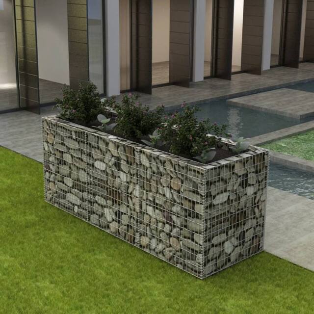 Berkfield Home Gabion Raised Bed Steel 270x90x100 cm in Silver - Size: 270 x 90 x 100 cm - image 1