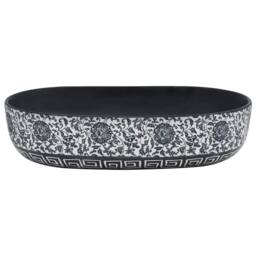 Berkfield Home Durable Countertop Basin Black & Blue Oval 59x40x14 cm Ceramic - Size: 59 x 40 x 14 cm