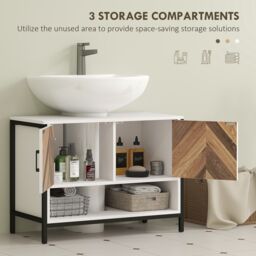 HOMCOM Bathroom Under Sink Cabinet for Basin with or without Pedestal - thumbnail 5
