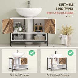 HOMCOM Bathroom Under Sink Cabinet for Basin with or without Pedestal - thumbnail 4