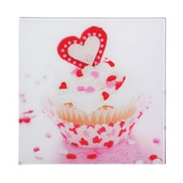 Orsina Cupcake Glass Print with Multicoloured Base in Pink - thumbnail 2