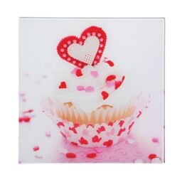 Orsina Cupcake Glass Print with Multicoloured Base in Pink
