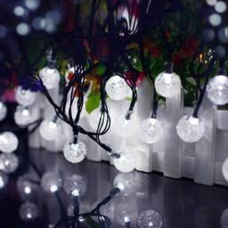 VOGREX 12M-100LED Cold White LED Ball Solar Light Retro Ball in Cool White - thumbnail 2