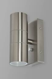 BHS Lighting Jared Steel Outdoor Up & Down Wall Light with Photocell in Metallic Silver - thumbnail 2