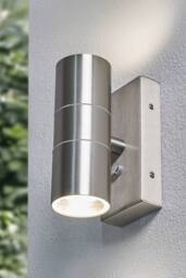 BHS Lighting Jared Steel Outdoor Up & Down Wall Light with Photocell in Metallic Silver - thumbnail 4