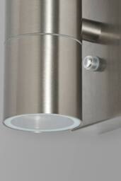 BHS Lighting Jared Steel Outdoor Up & Down Wall Light with Photocell in Metallic Silver - thumbnail 3