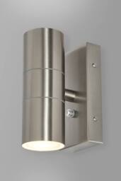 BHS Lighting Jared Steel Outdoor Up & Down Wall Light with Photocell in Metallic Silver