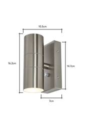 BHS Lighting Jared Steel Outdoor Up & Down Wall Light with Photocell in Metallic Silver - thumbnail 5