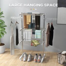 HOMCOM Large Clothes Airer Stainless Steel Clothes Drying Rack White - Size: Medium - thumbnail 5