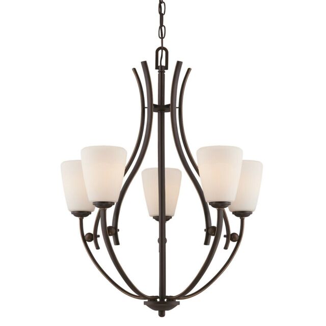 Loops 5 Bulb Chandelier Hanging Pendant LIght Palladian Bronze LED E27 60W Bulb